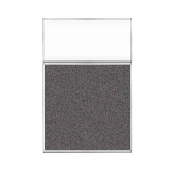 Hush Panel Configurable Cubicle Partition 4' x 6' W/ Window Charcoal Gray Fabric Clear Window
